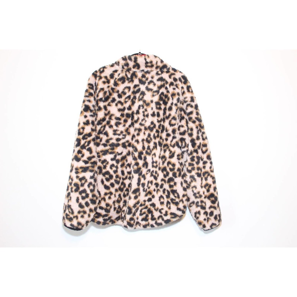 Maurices Quilted Yoke Leopard Sherpa Pullover Tan Red Women's Size 0X 14W H14203 - Picture 7 of 10